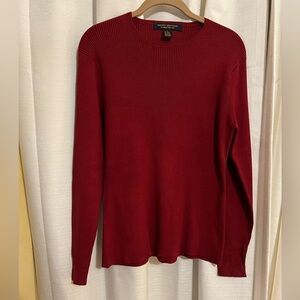 Brooks Brothers Women Burgundy Ribbed Silk Knit Sweater Size L